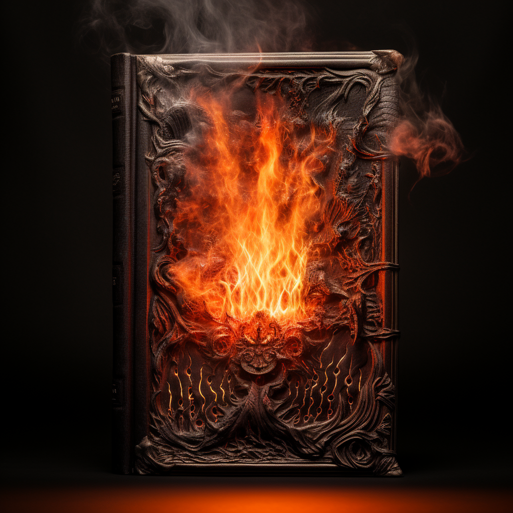 Old Book in Fiery Flames