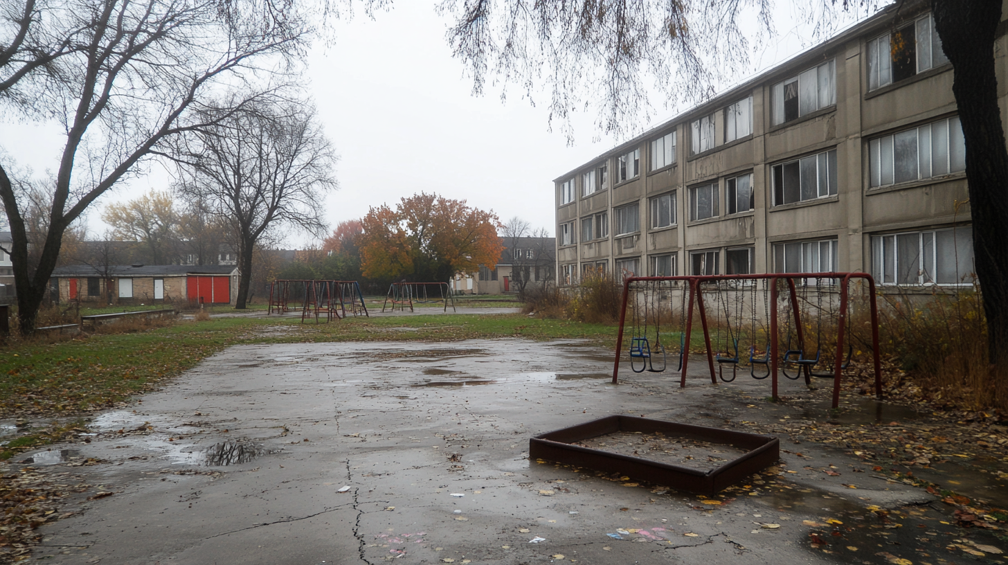 Old Decaying Apartment on a Gloomy Day