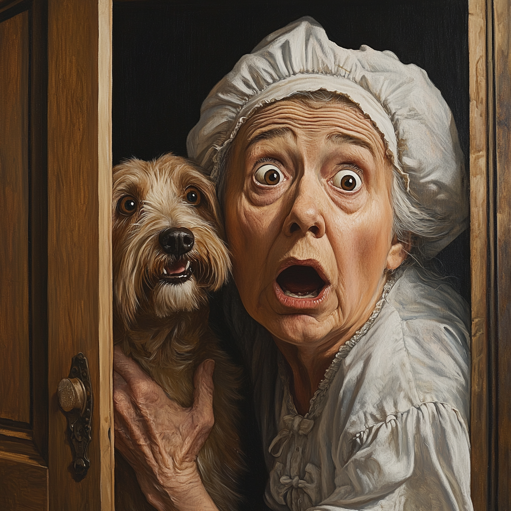 Old Mother Hubbard's Shock at Empty Cupboard