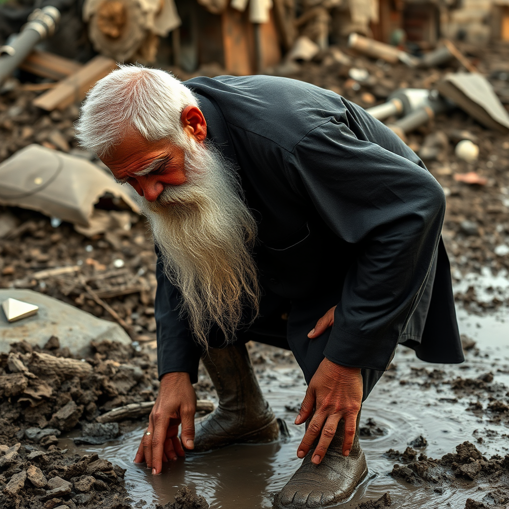 Old Shia Leader in Mud After Explosion