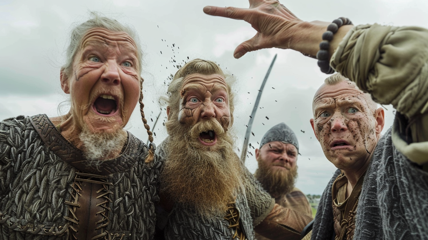 Old Woman Slapping Shocked Vikings, Raw Style