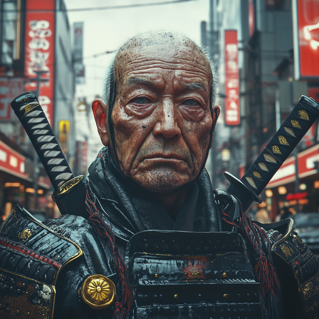 Old samurai awakens in modern Japan, lost and amazed.