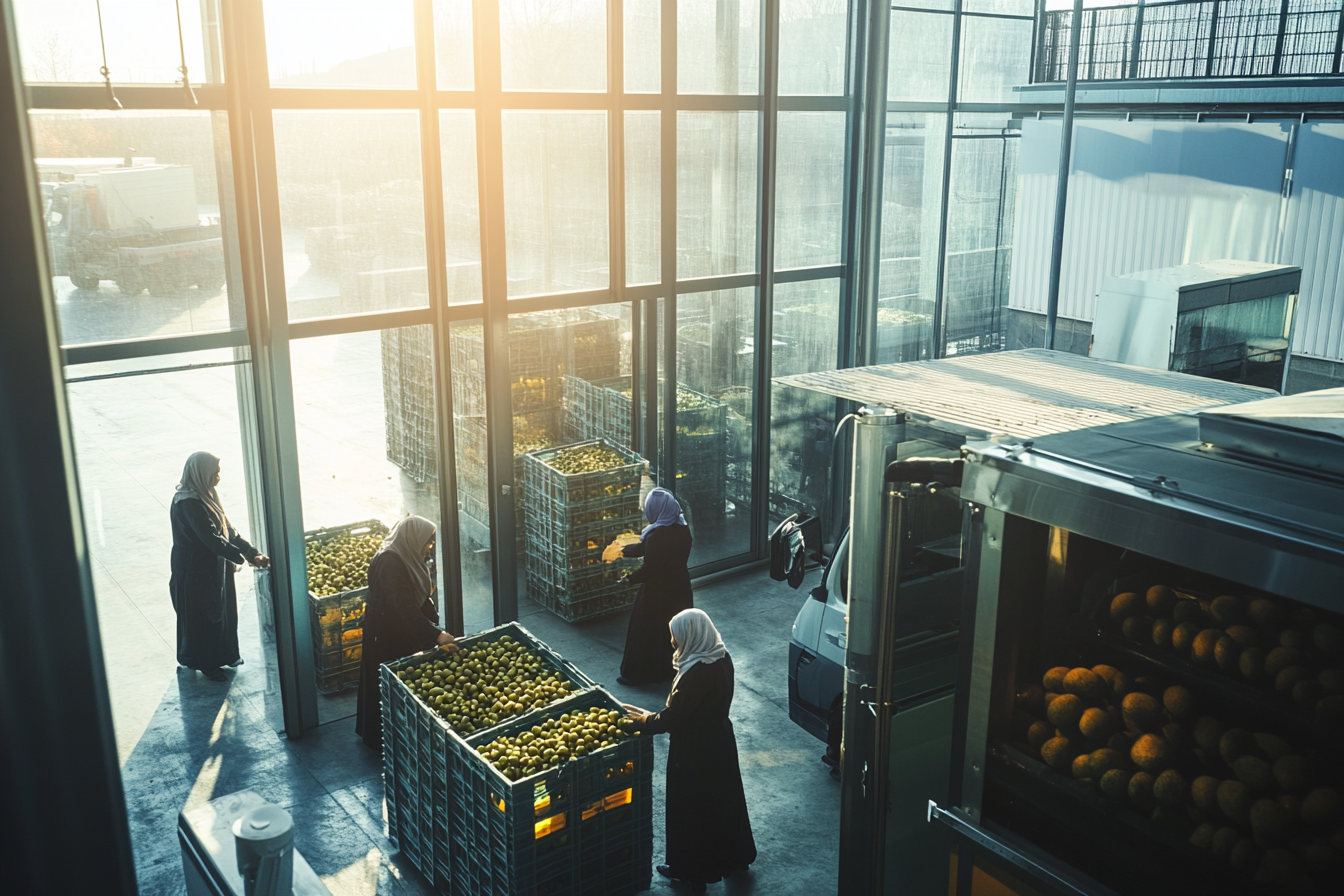 Olive Oil Factory: Workers Team Up for Production