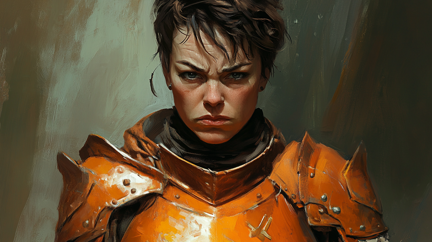 Olivia Coleman as grumpy DND paladin in armor