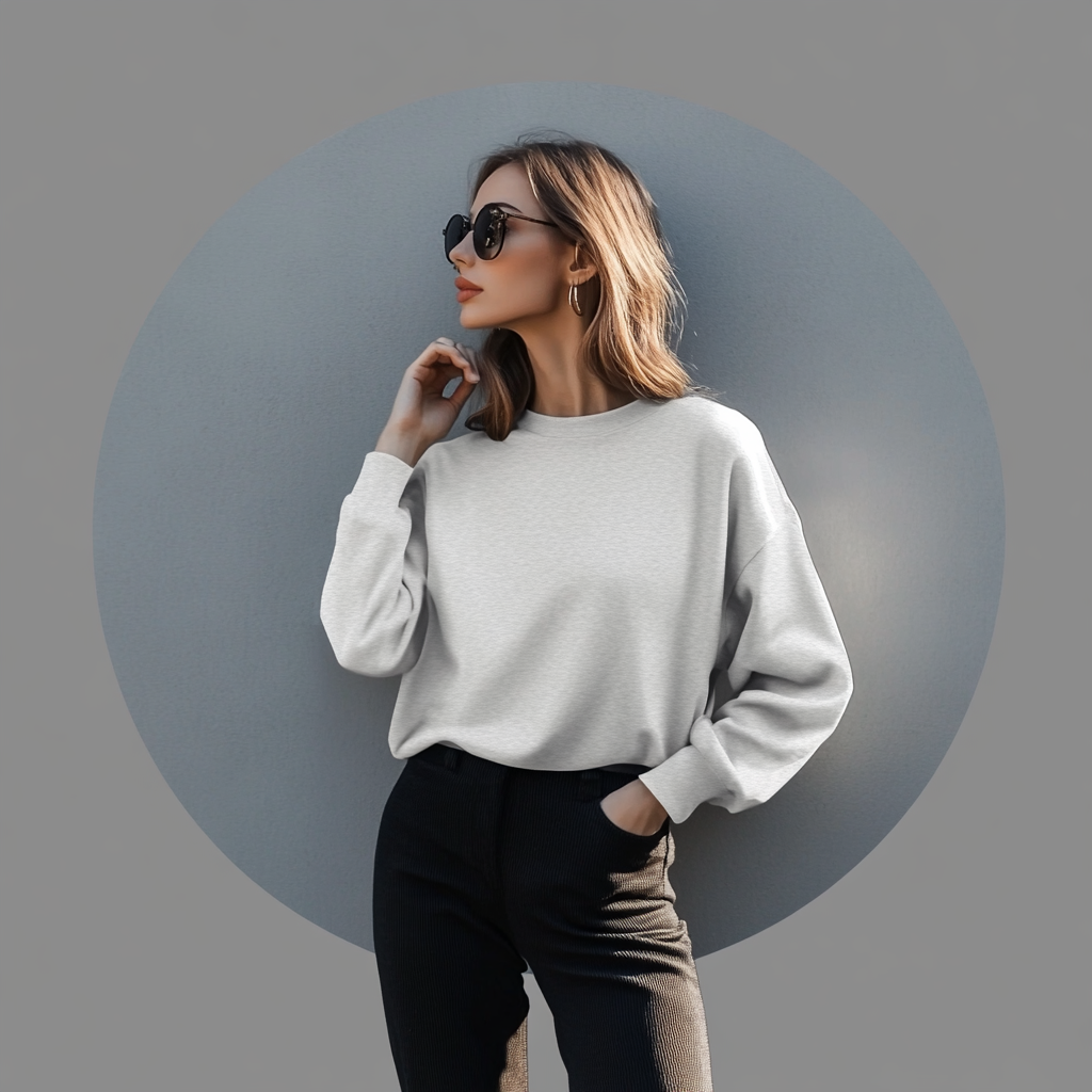 Online fashion store highlights in professional grey circles.