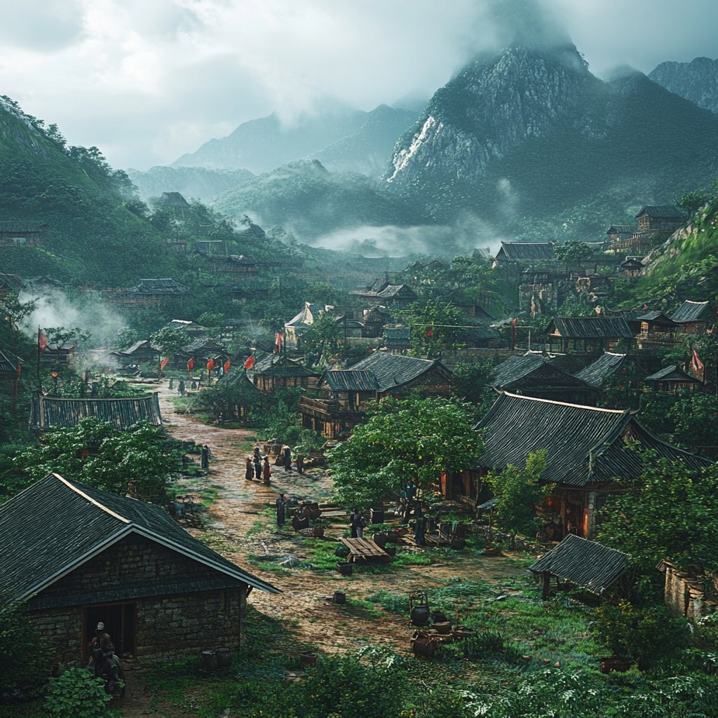 Oppressed Vietnamese village under Han dynasty rule, 40 AD