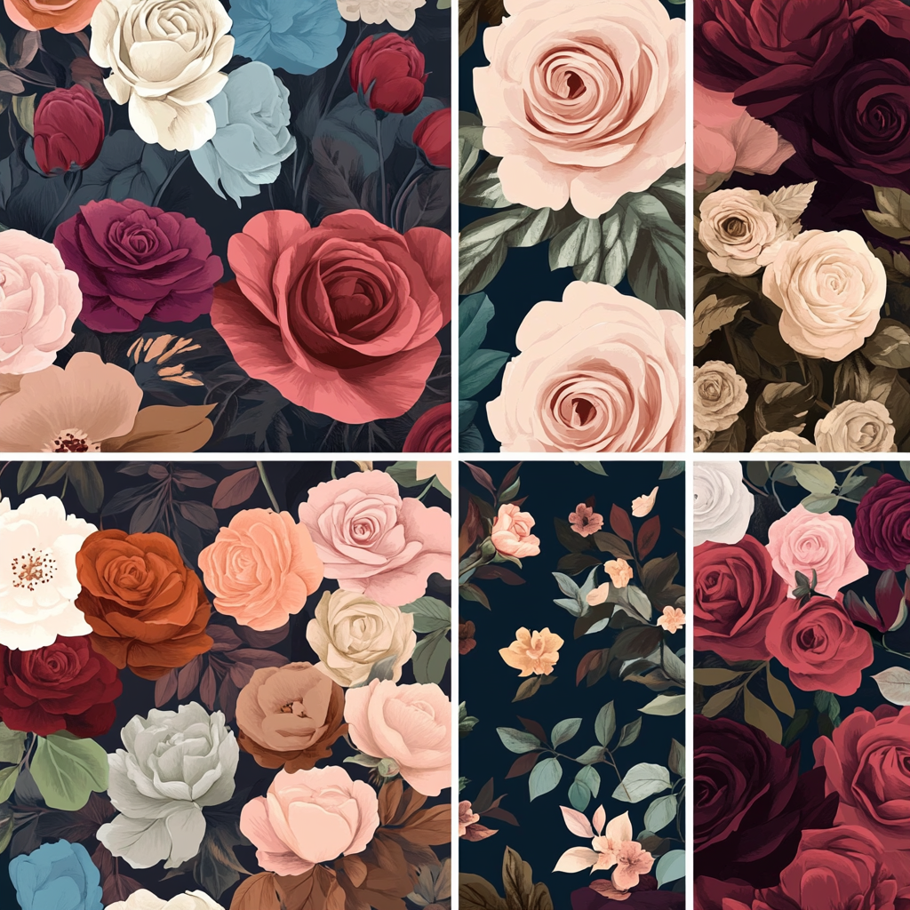 Ornate Floral Pattern in Soft Pastels and Deep Tones