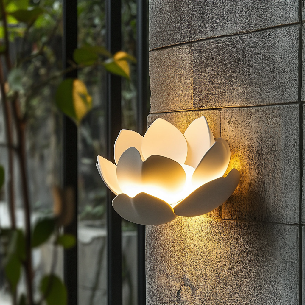 Outdoor wall lamp design mimicking elegant magnolia flower.