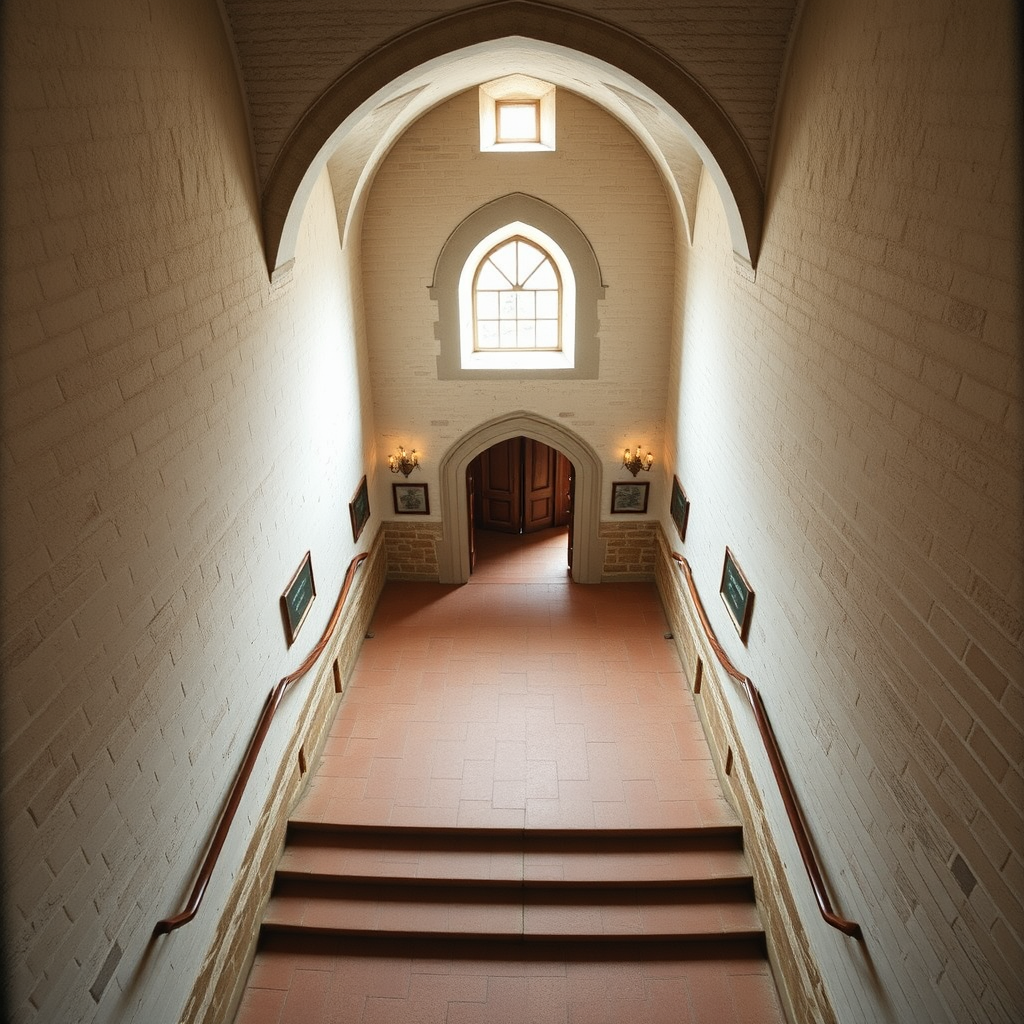 Overhead View of 14th Century Castle Foyer