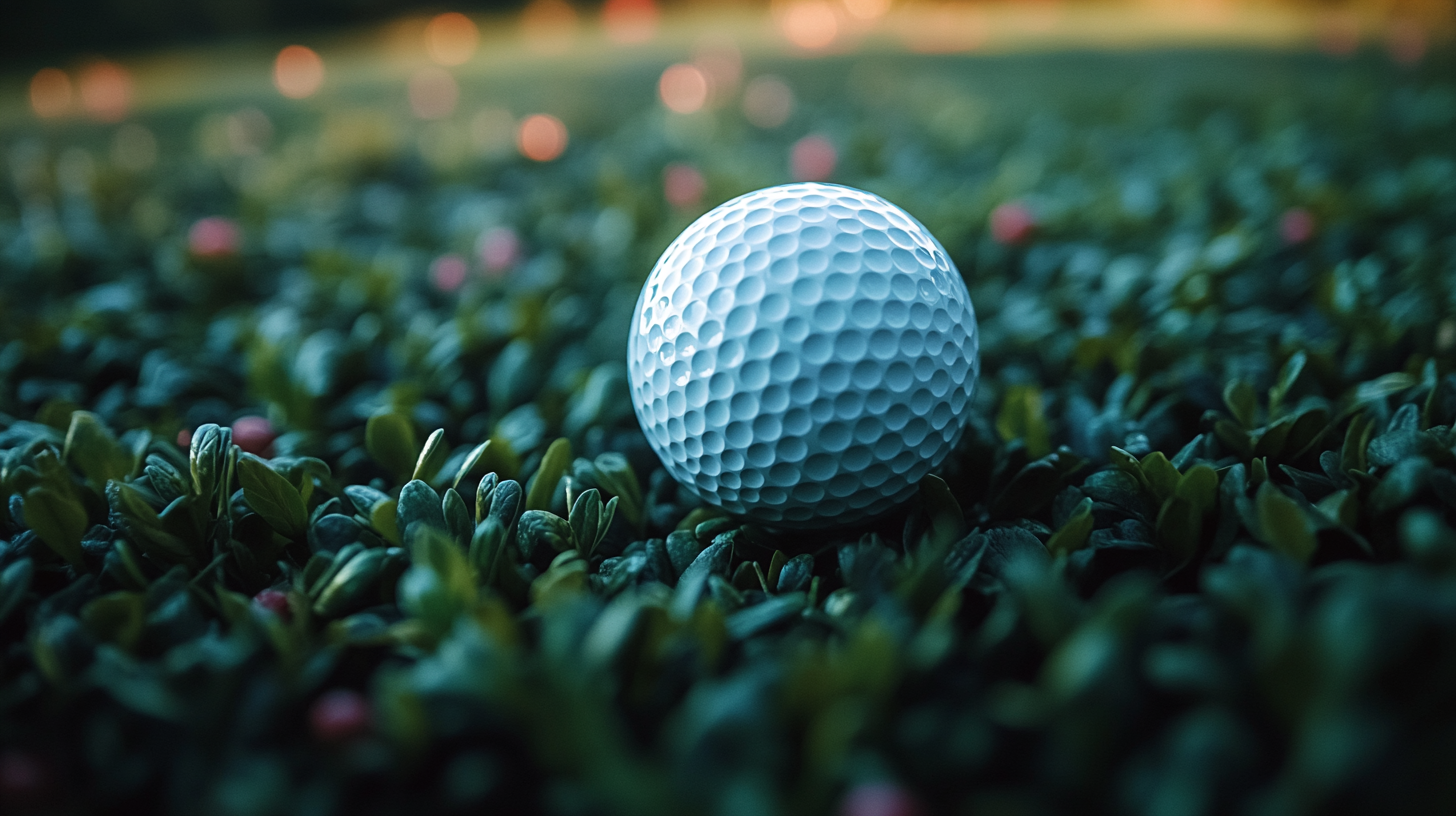 POV of flying golf ball over blurred course landscape