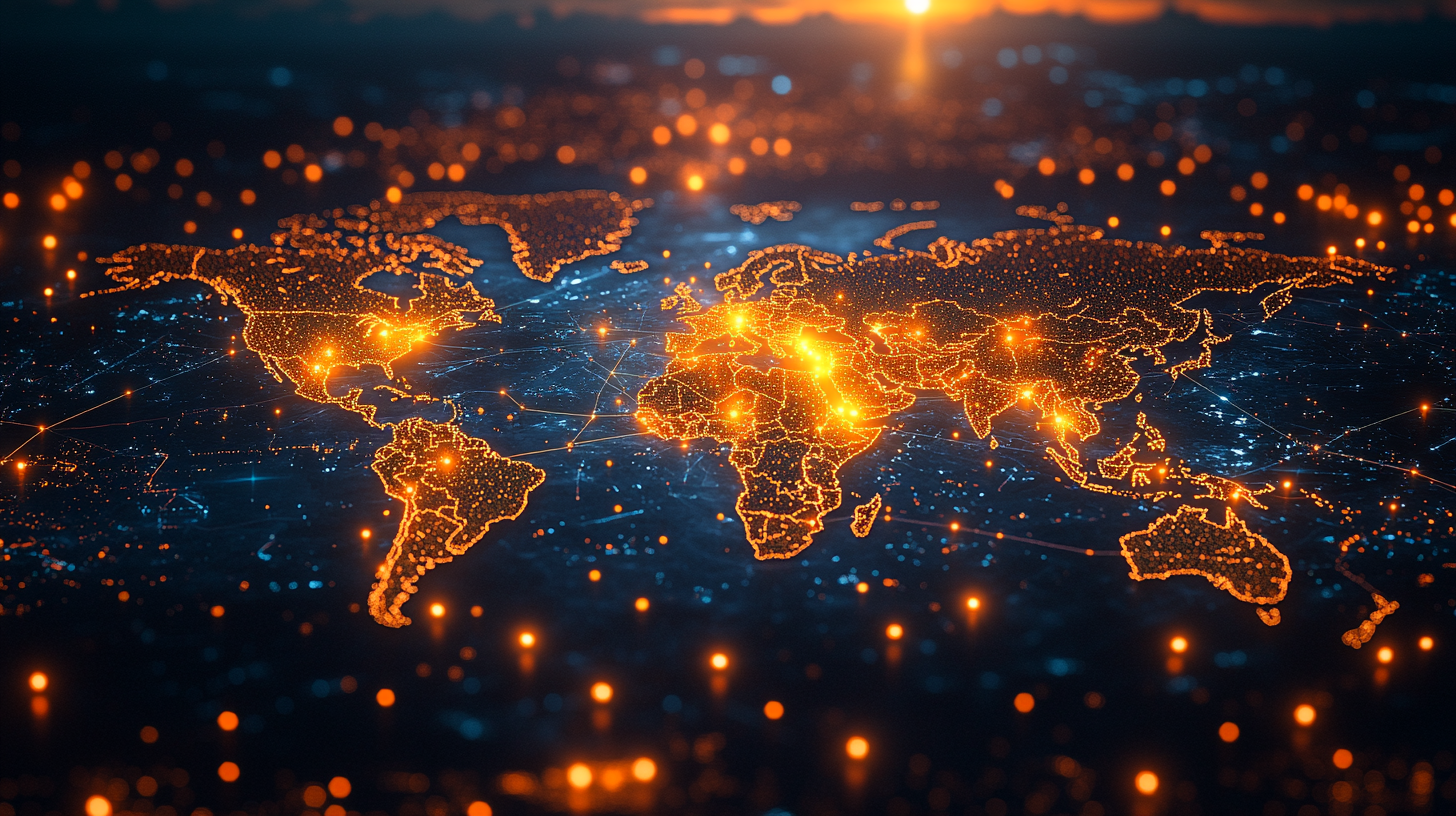 Partnership map with interactive pins in key regions.