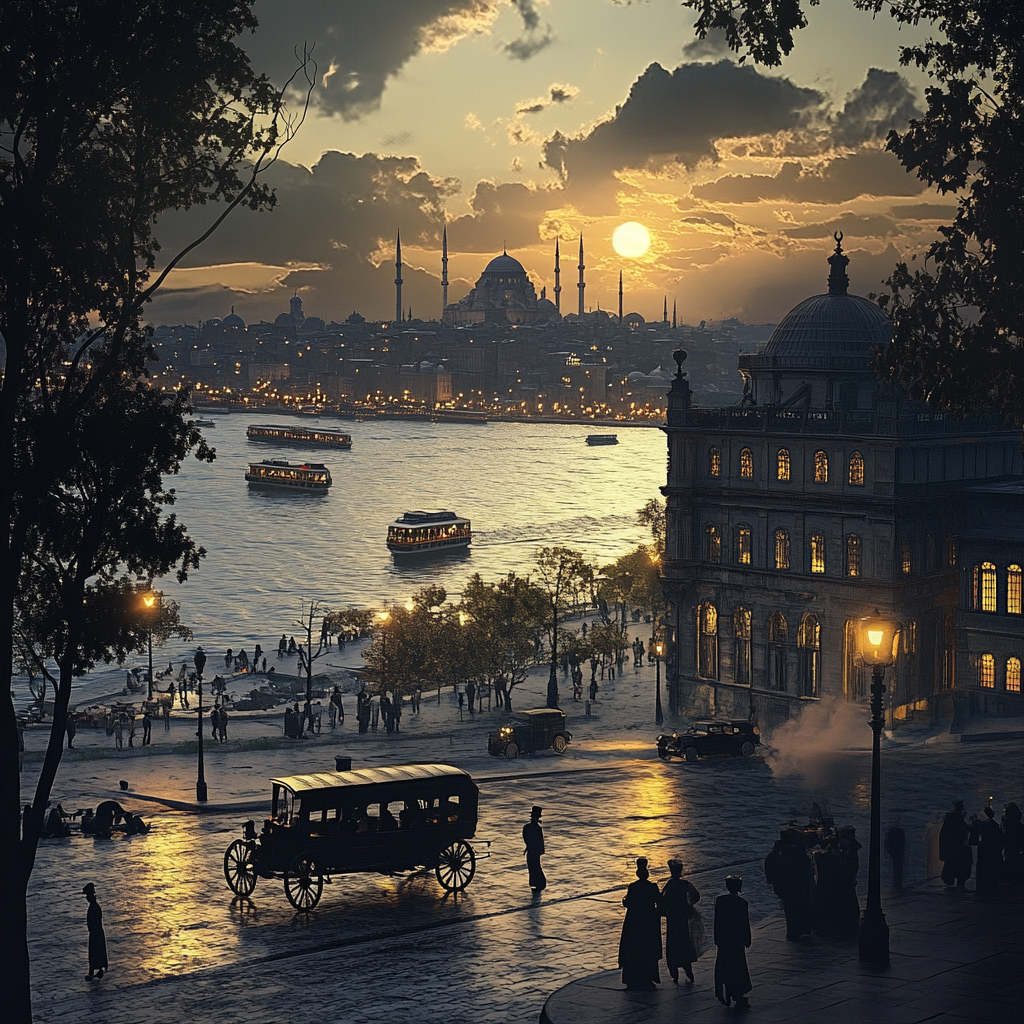 Past 1900s Istanbul City View 3D Render