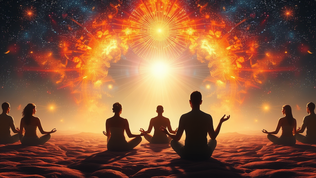 People Meditating, Embracing Universal Love and Consciousness