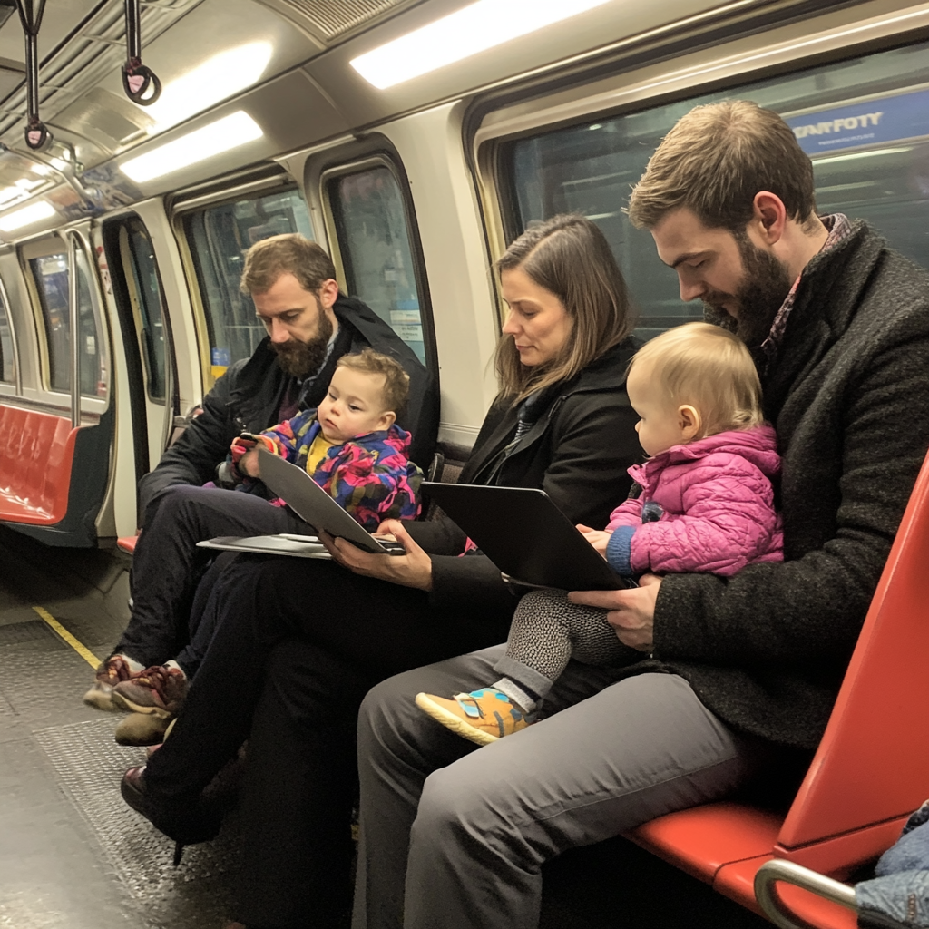 People on Bakerloo line train in London Underground