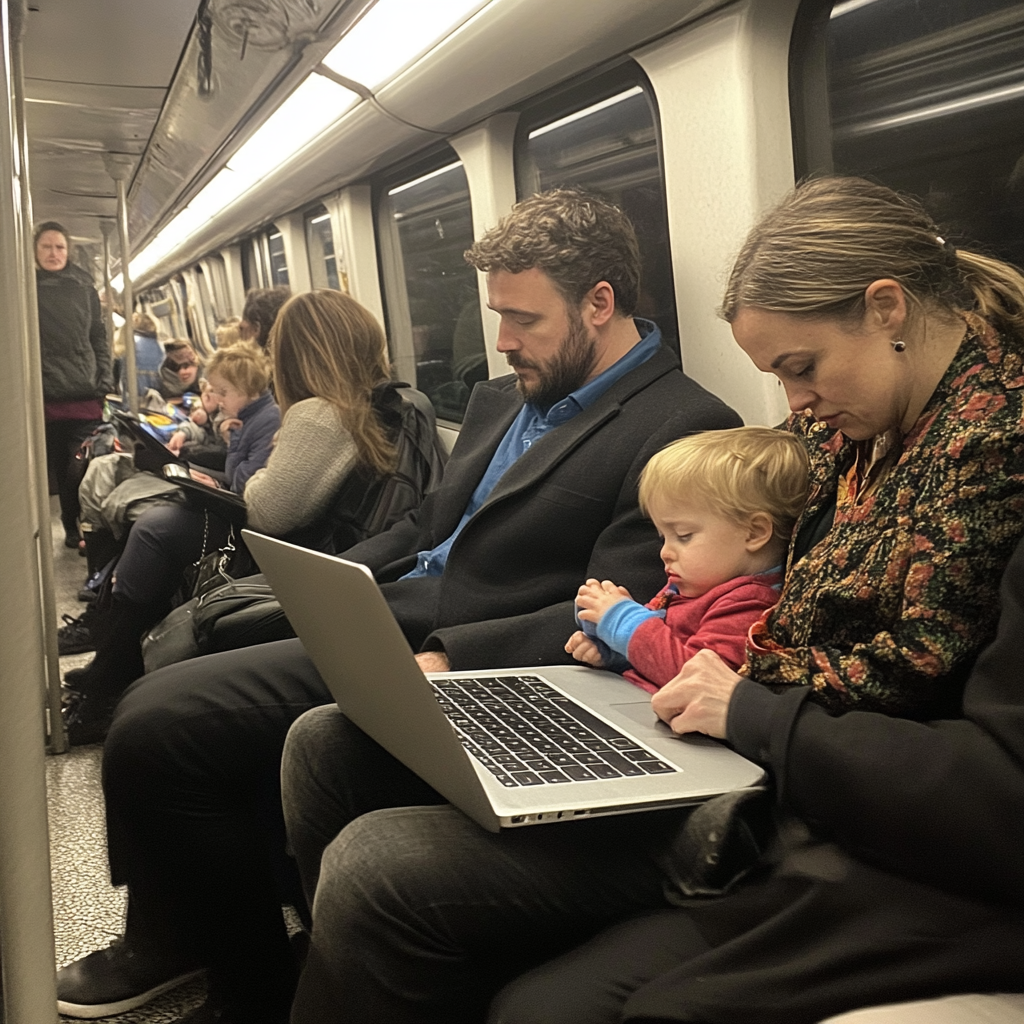 People on the Train: Busy London Underground Scene