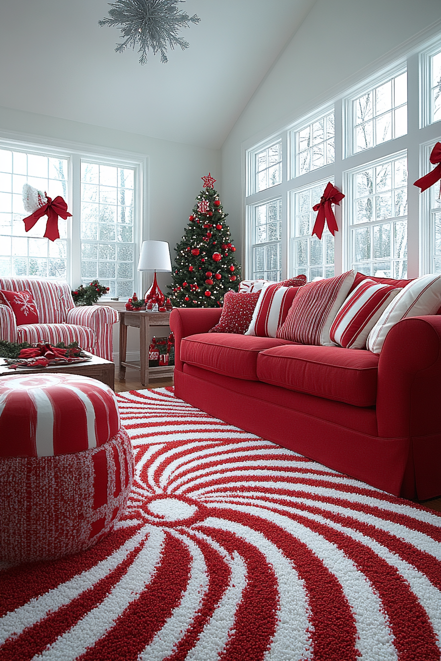 Peppermint Twist Living Room: Festive Holiday Decor Inspiration