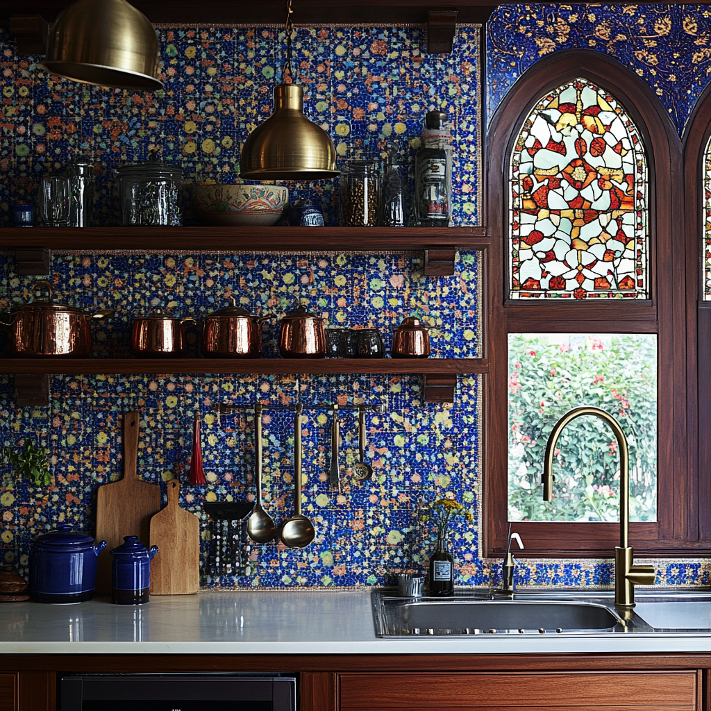 Persian Kitchen: Artistic Tiles, Rustic Charm, Warm Ambiance