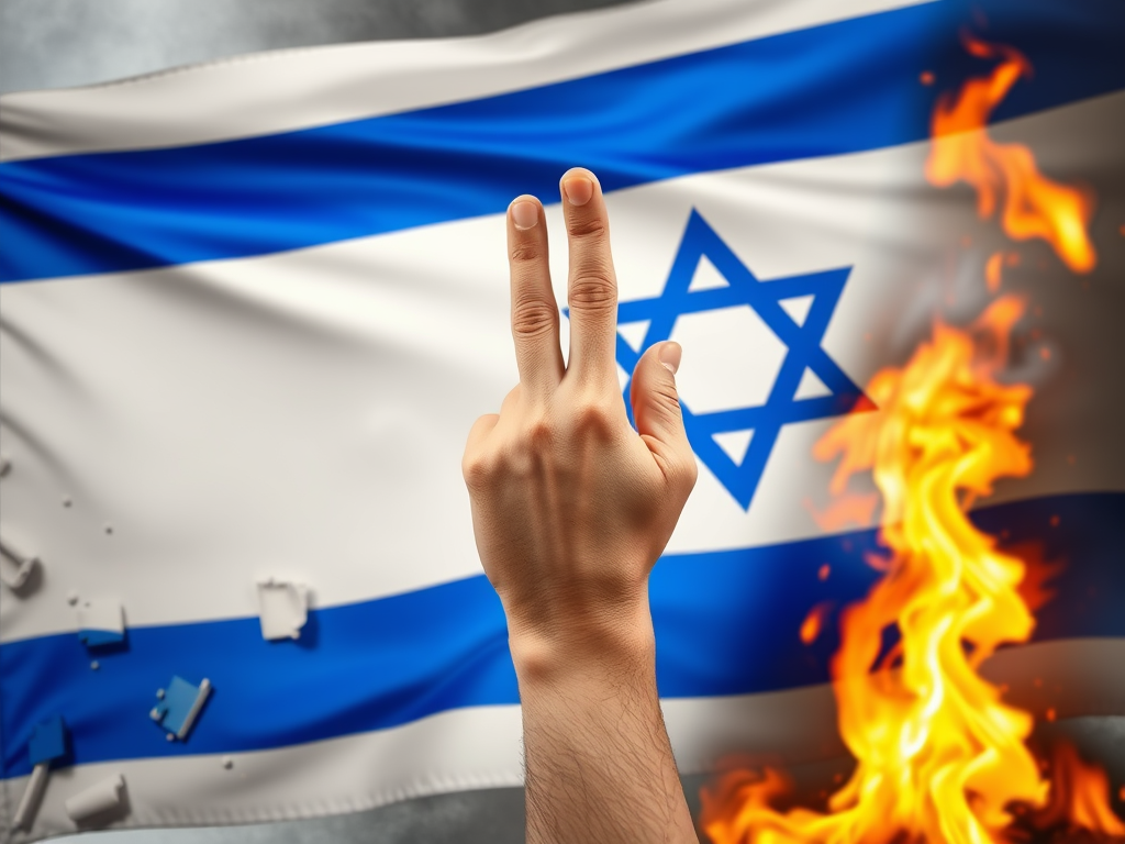 Person Disrespectfully Burns the Israeli Flag