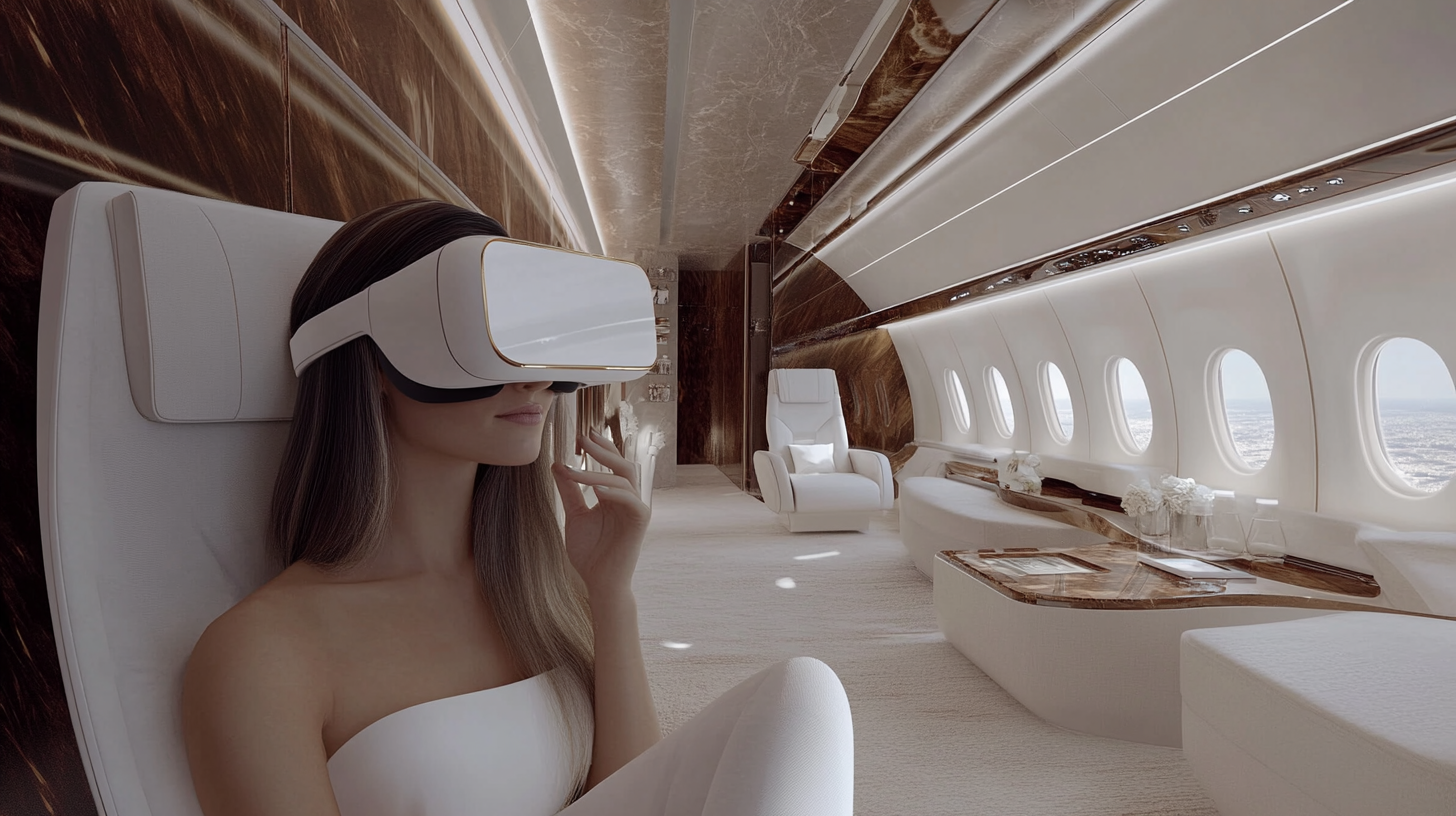 Person in VR goggles seeing VIP custom aircraft design