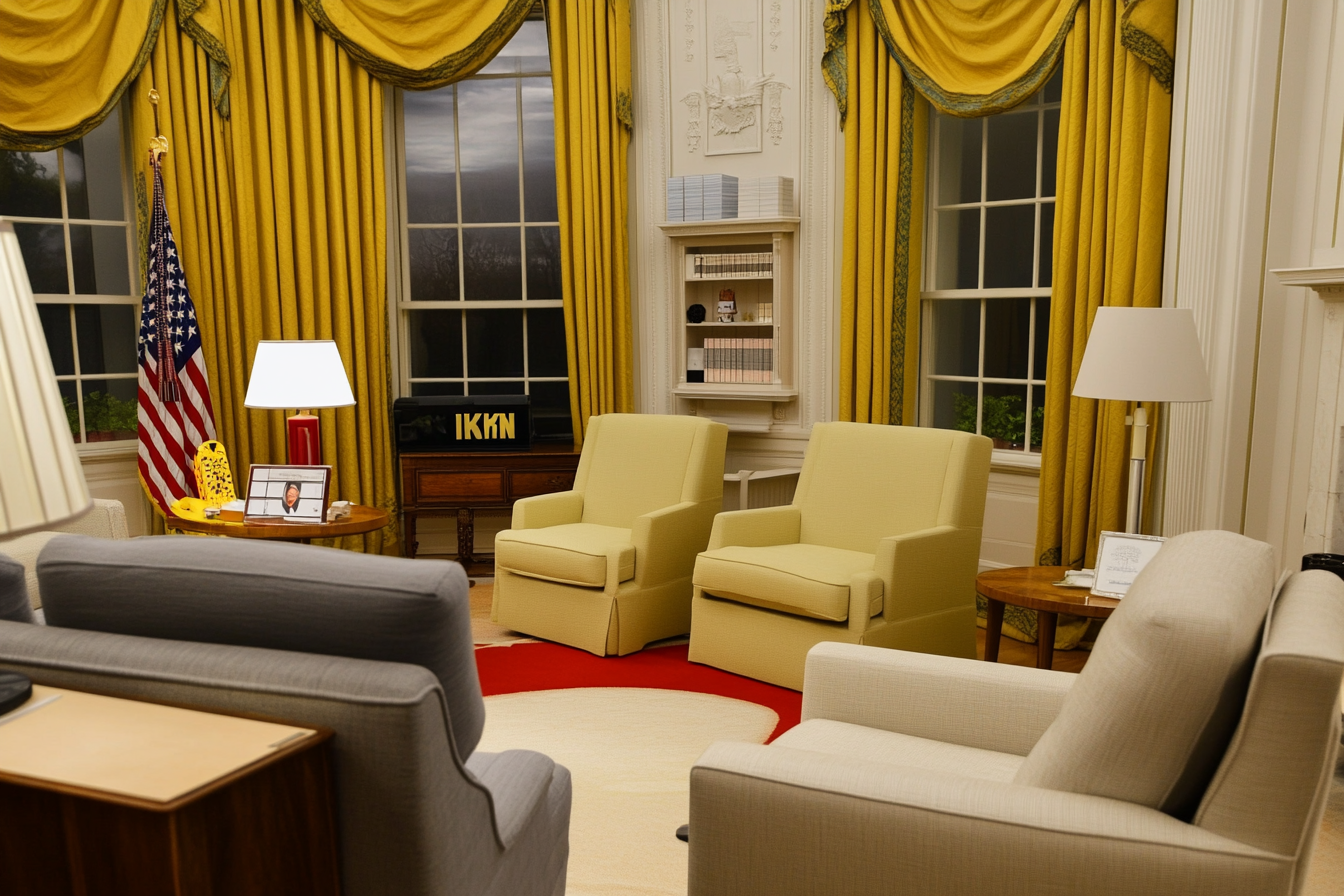 Photo of Oval Office with affordable IKEA furniture.