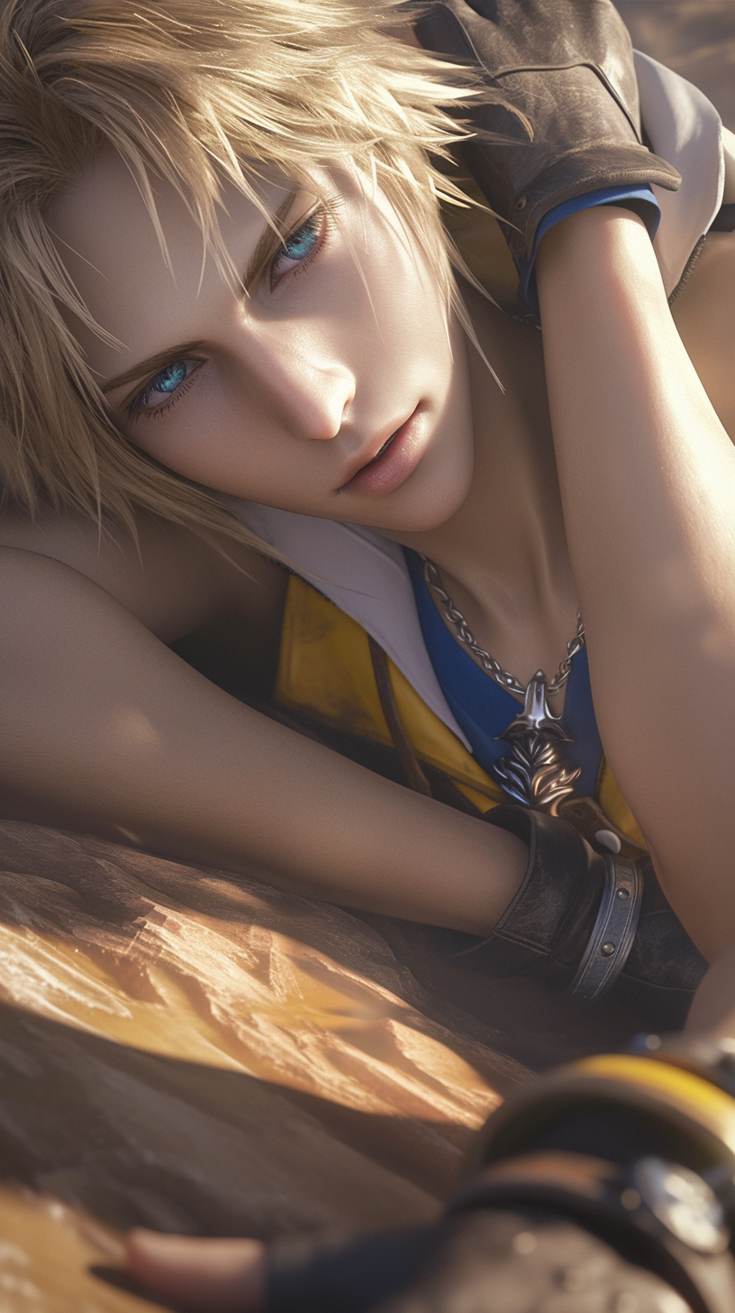 Photo of Tidus with unreal engine-like detail.