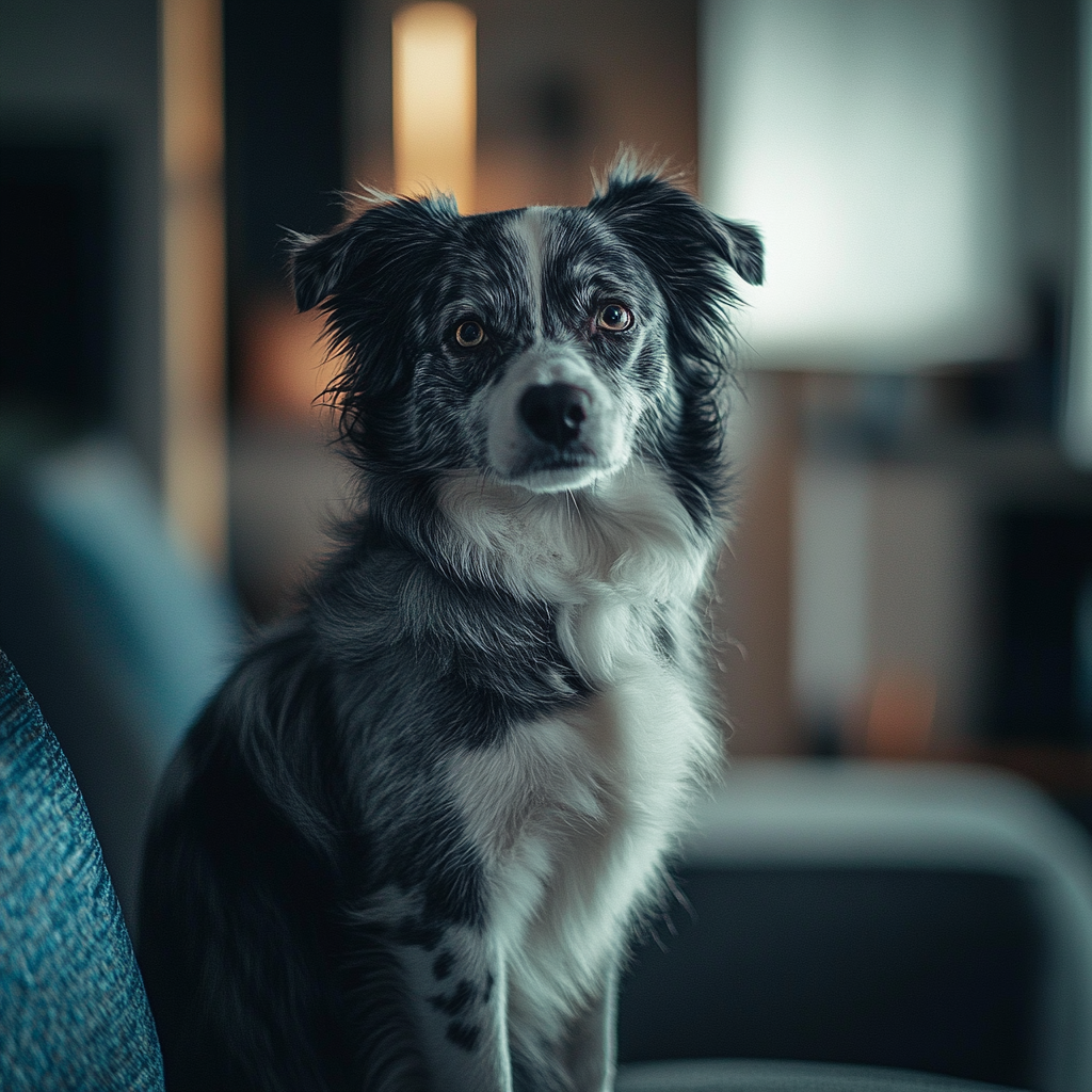 Photo of dog with Sony camera, blurred background, off-center.