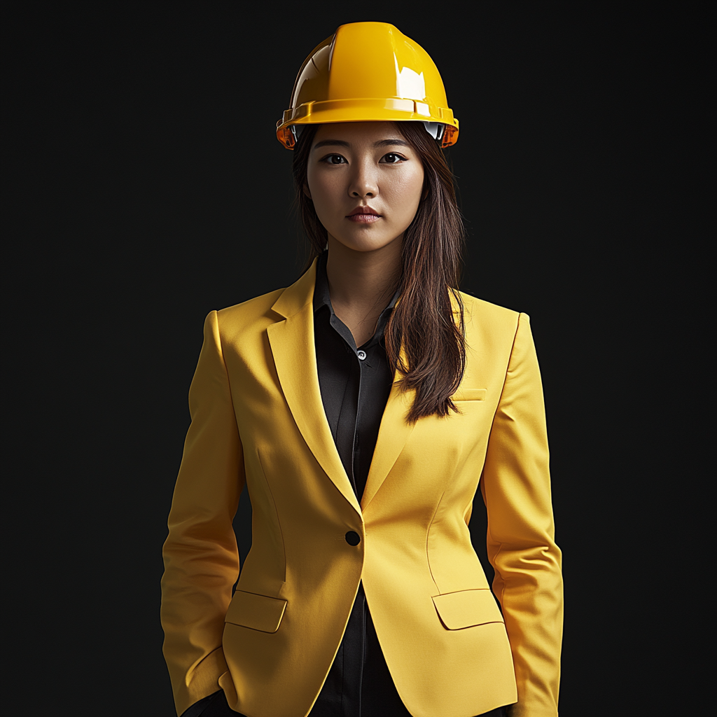 Photo realistic Asian and English women, construction workers.