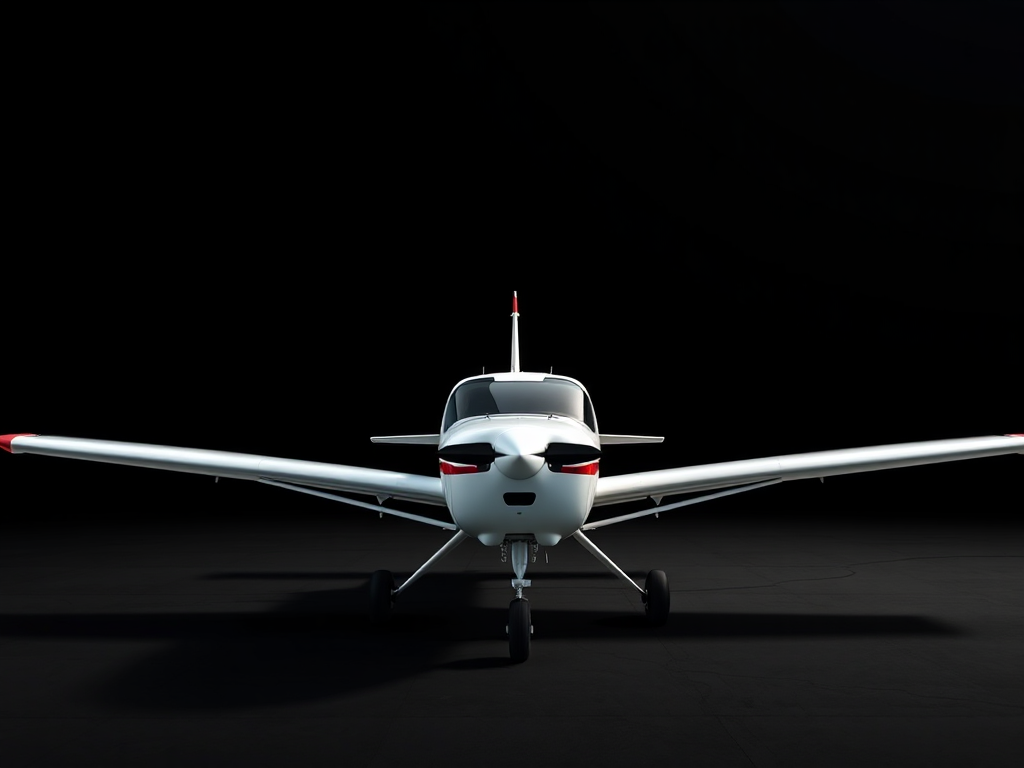 Photo-realistic image of Cessna 172 with wingspan.