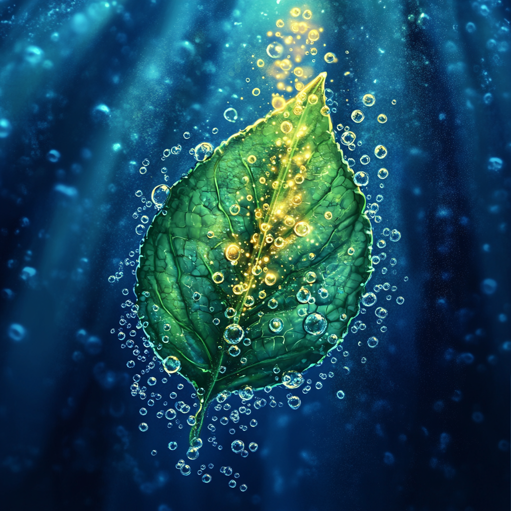 Photosynthesis Process in a Vibrant Green Leaf