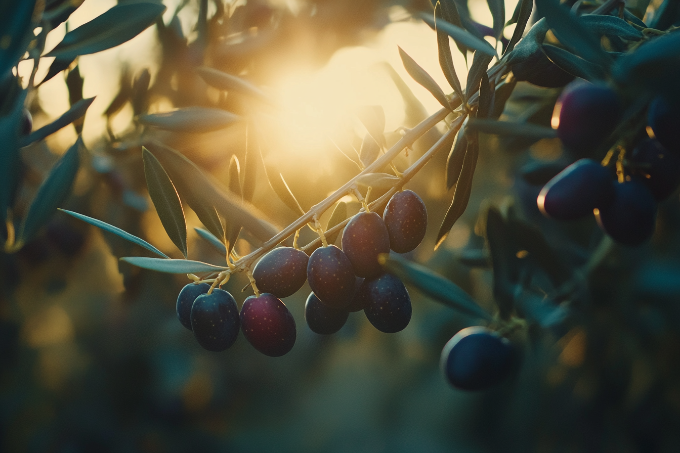 Picking Green and Purple Olives From Branches