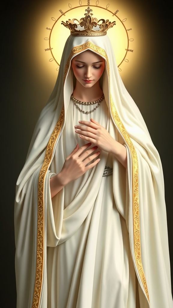 Picture of the Lovely Mother Mary in White