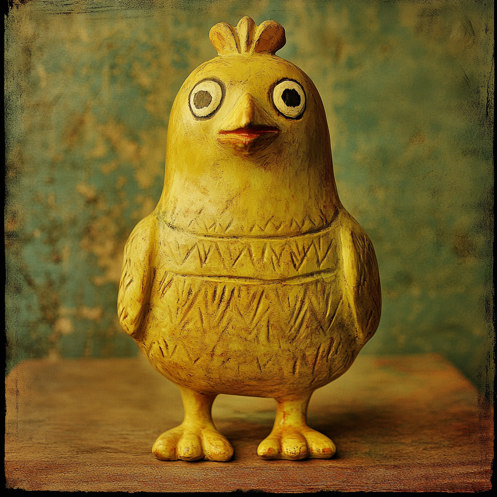 Picturesque Peruvian empanada sculpture with chicken pottery