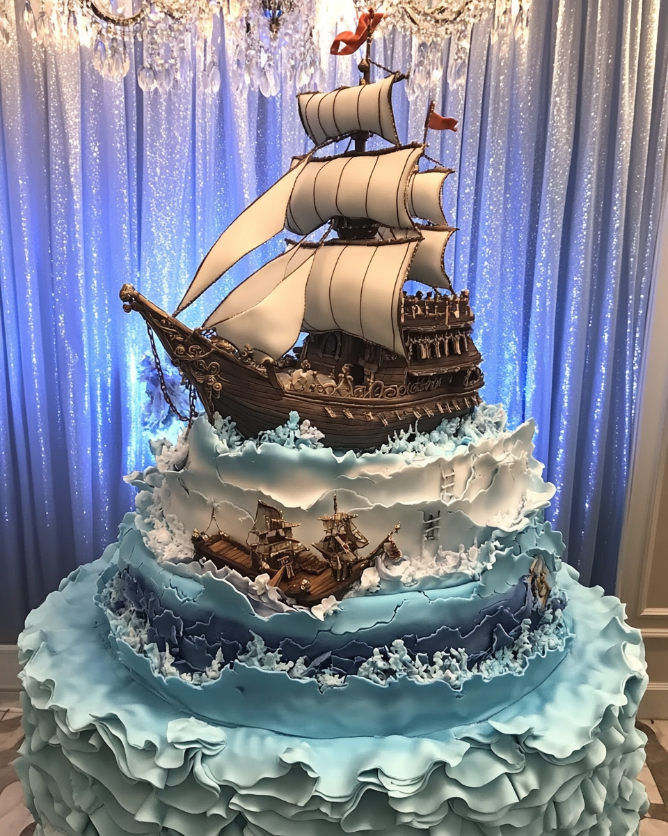 Pirate Ship Cake on Sea