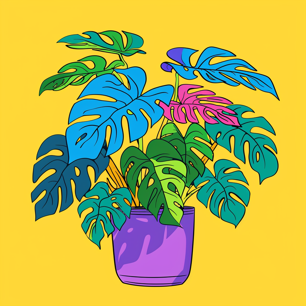 Plant cartoon with human characteristics, colorful 2D drawing.