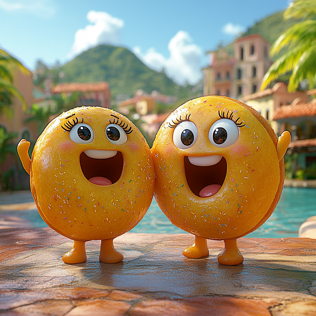 Playful Donut People Enjoying Jamaican Island Paradise