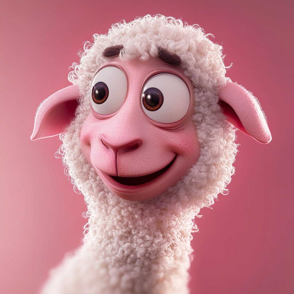 Playful Sheep Portrait with Vibrant Colors