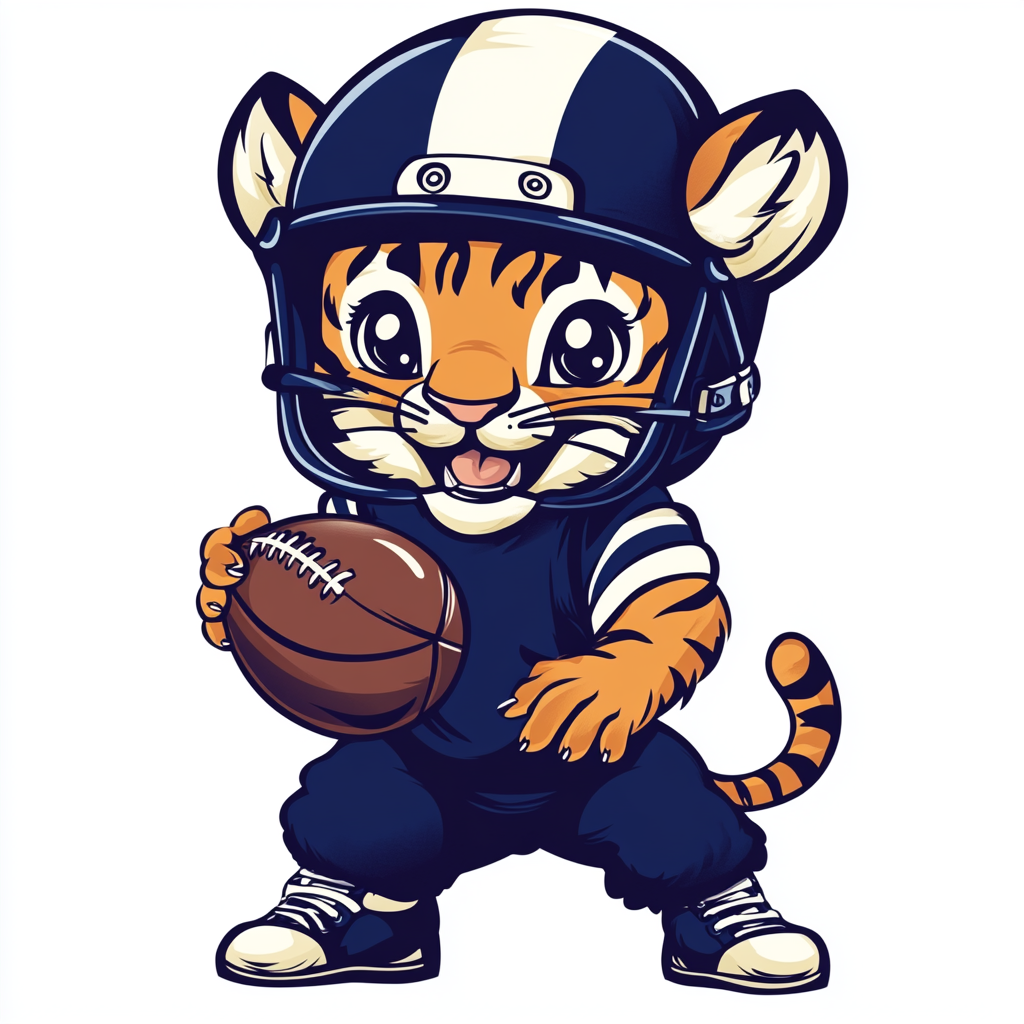 Playful Tiger Cub in 80s Football Gear