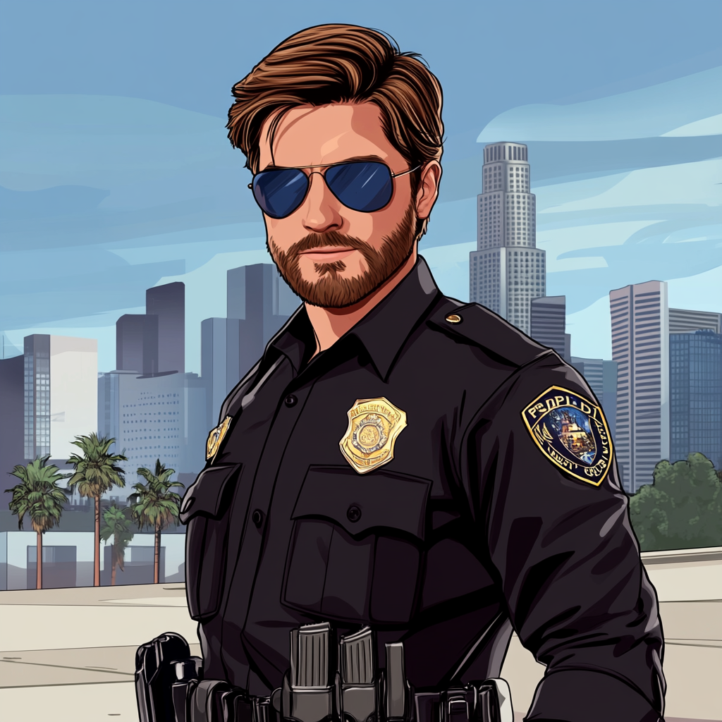 Policeman in LA with GTA V style