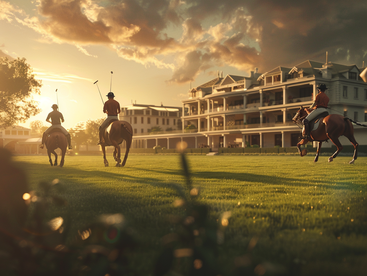 Polo Game: Players on Horseback in Cinematic Style