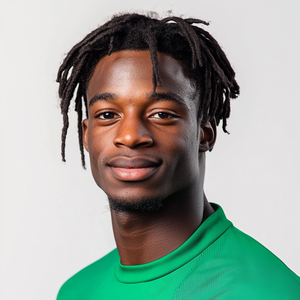 Portrait of 21 year old professional footballer, West African.