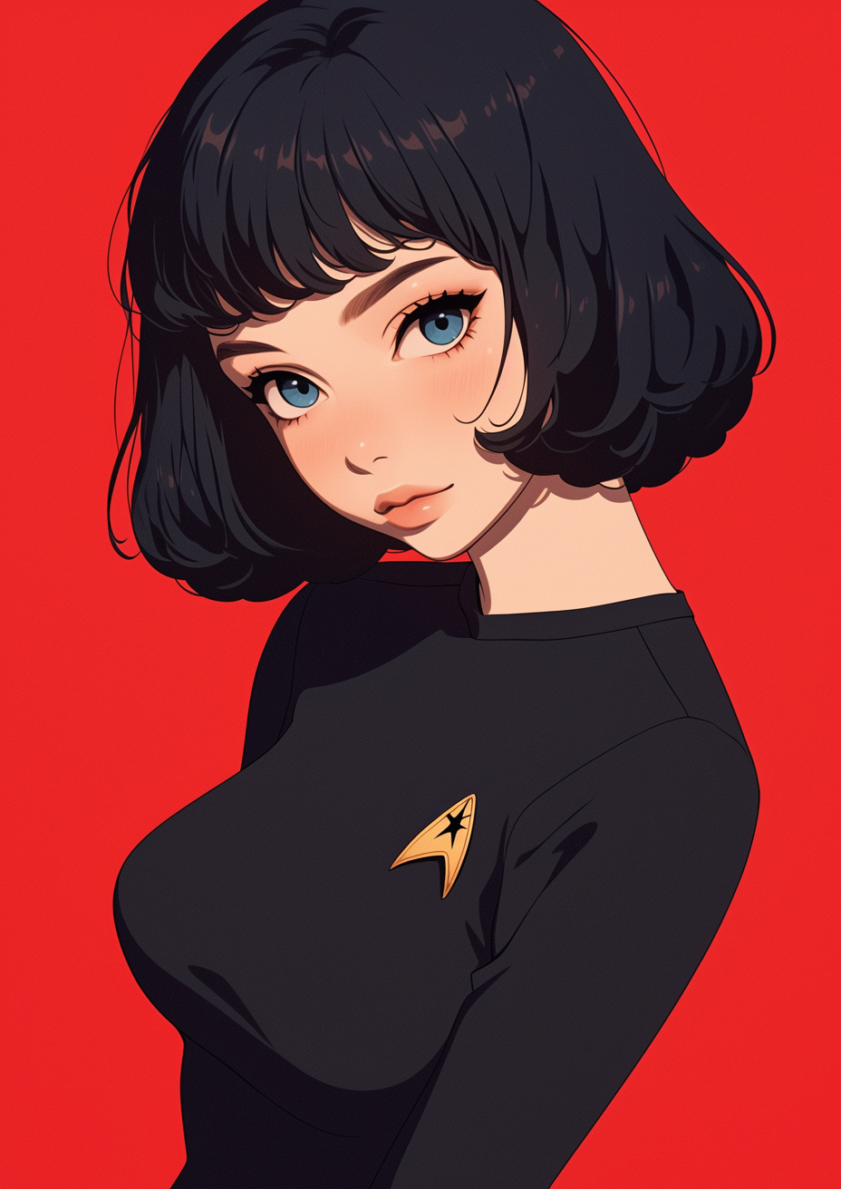 Portrait of Cute Japanese Woman in Star Trek Uniform