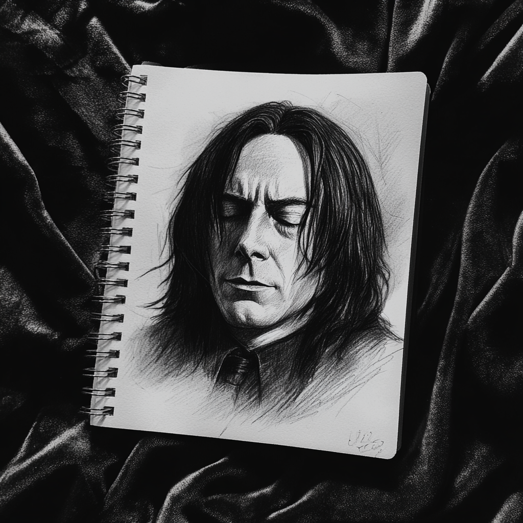 Portrait of Handsome Severus Snape in Pencil Sketch