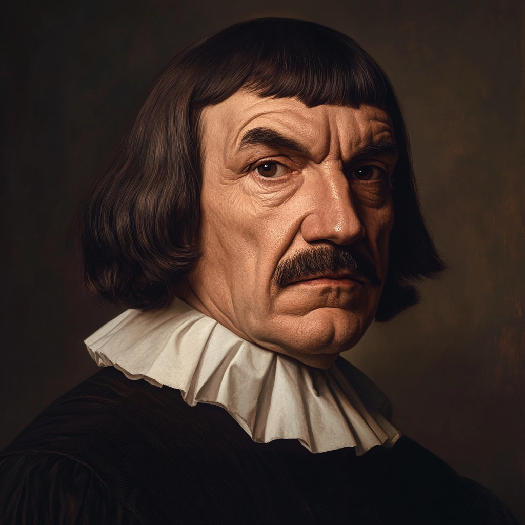 Portrait of René Descartes in GQ magazine cover.