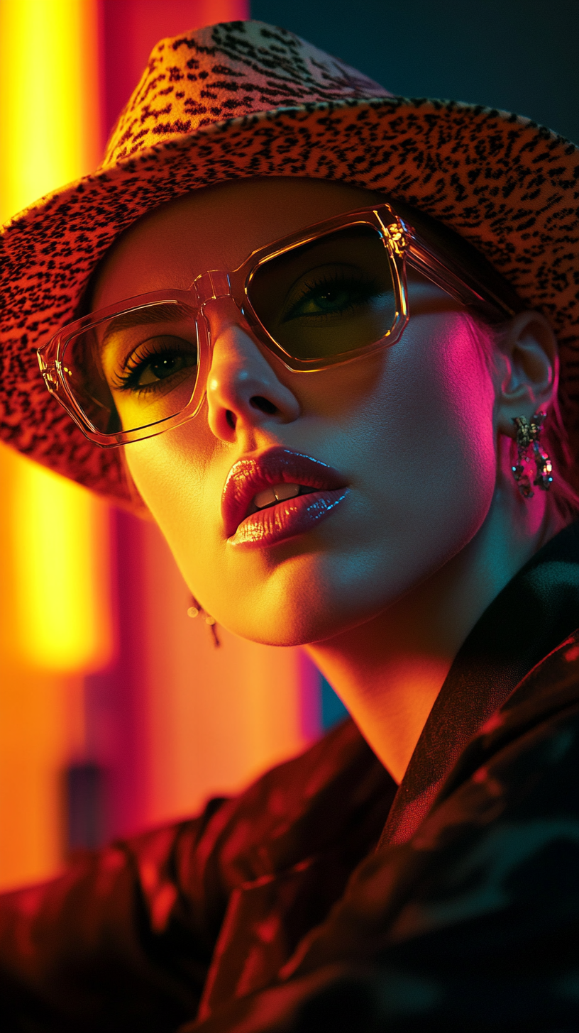 Portrait of Scarlett Johansson transformed into Latin gangsta.