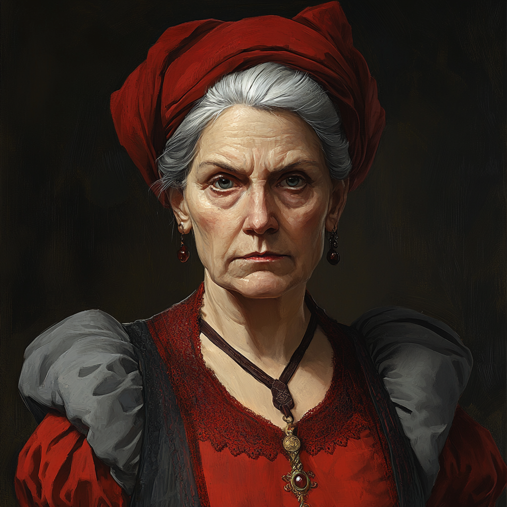 Portrait of Severe Old Lady in Renaissance Style