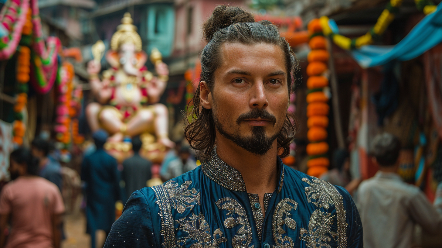 Portrait of Zlatan Ibrahimović at Ganesh festival in India.