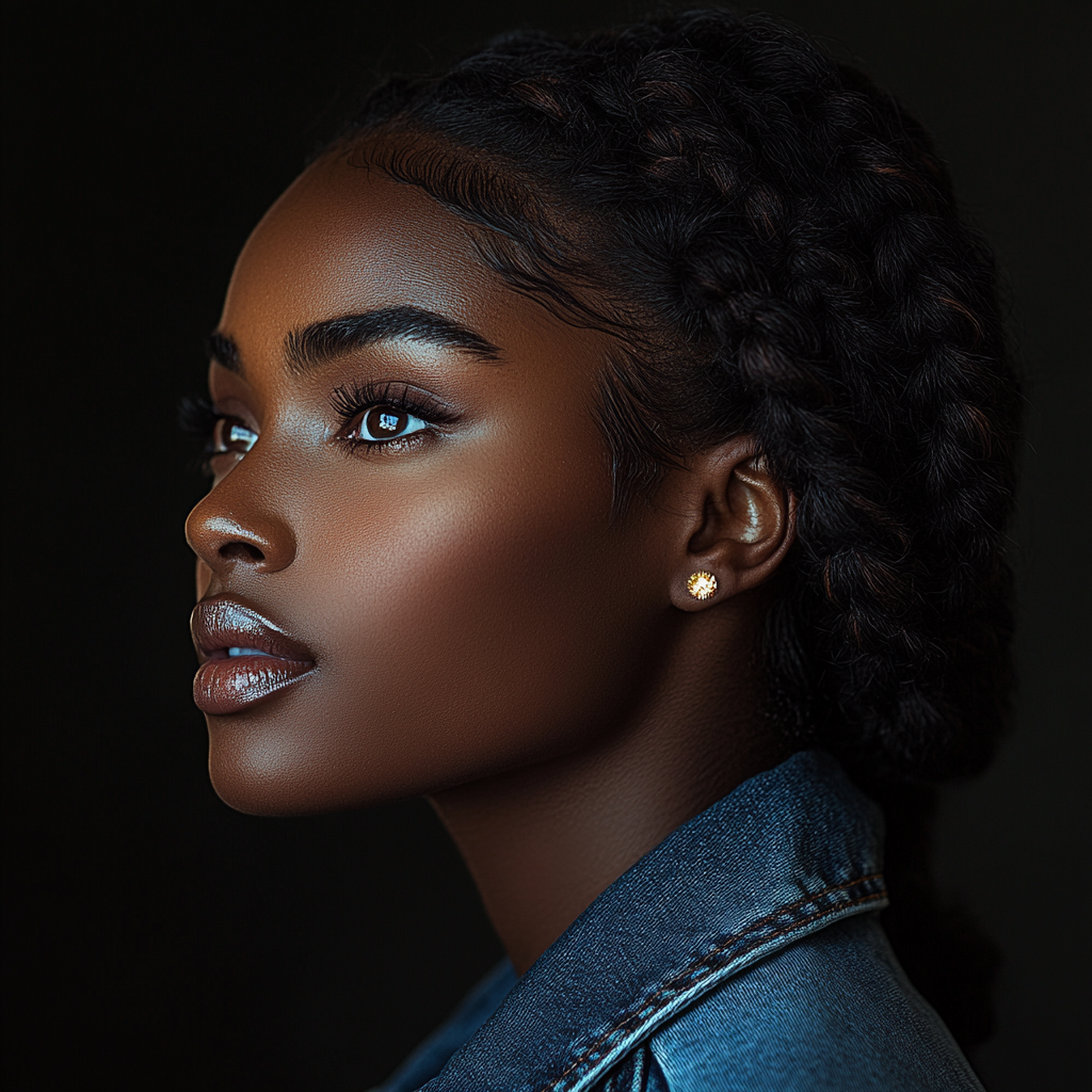 Portrait of a beautiful African woman with braided hair.