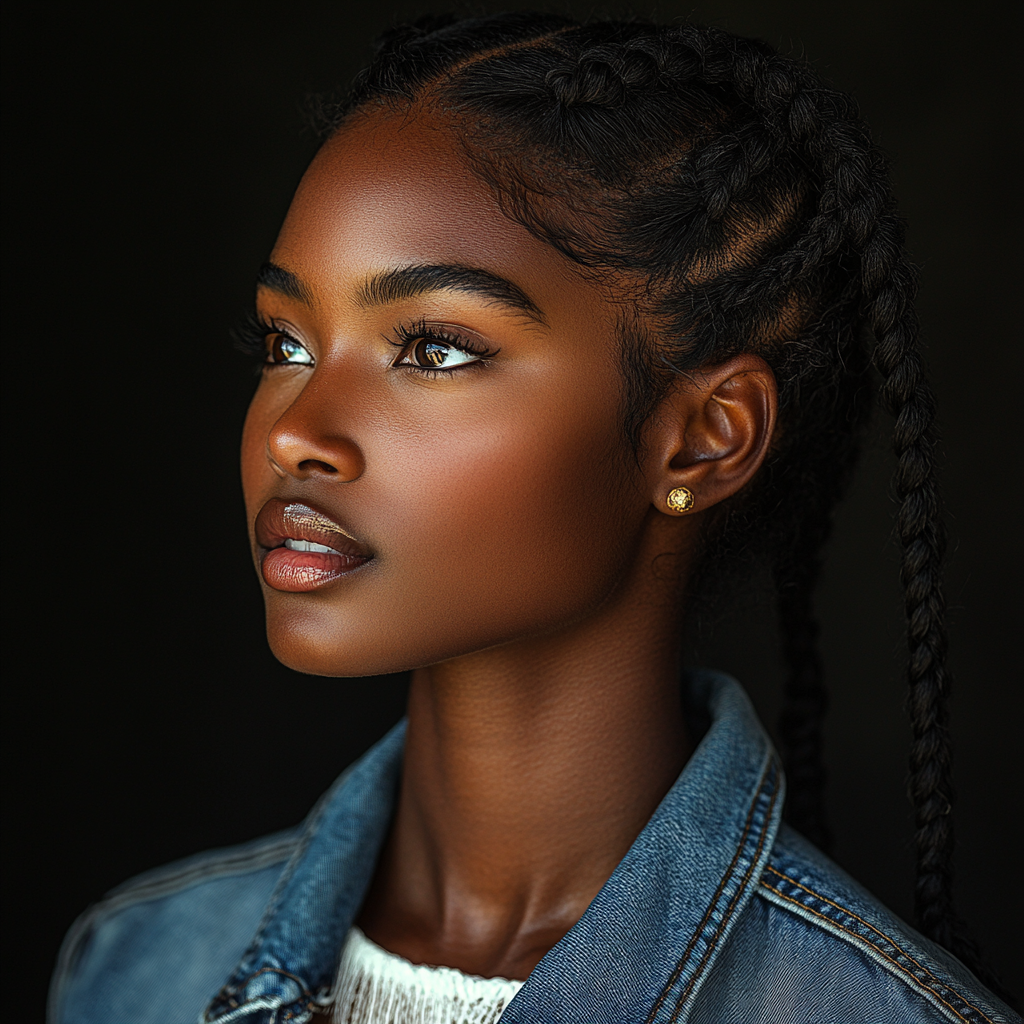 Portrait of beautiful African woman in studio lighting