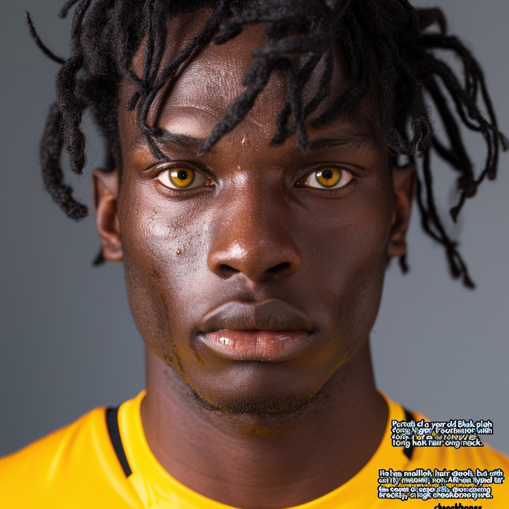 Portrait of serious 18-year-old Black football player.