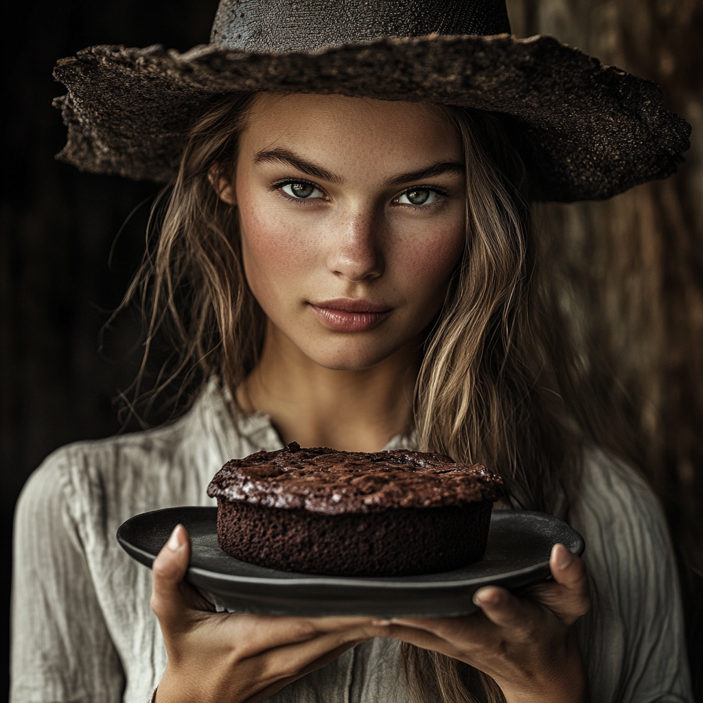 Portraiture of Brownie for food photography competition, real image.